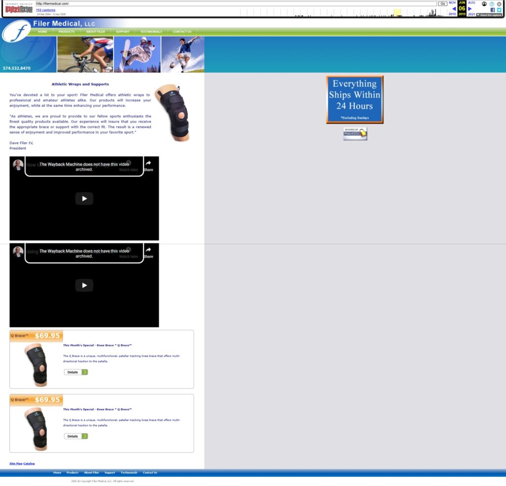 Filer Medical homepage before the redesign